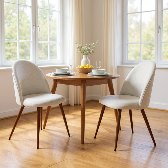 Homy Casa Set of 2 Upholstered Accent Chairs with High Curved Back and Wood Grain Metal Legs for Living Room, Bedroom, or Lounge