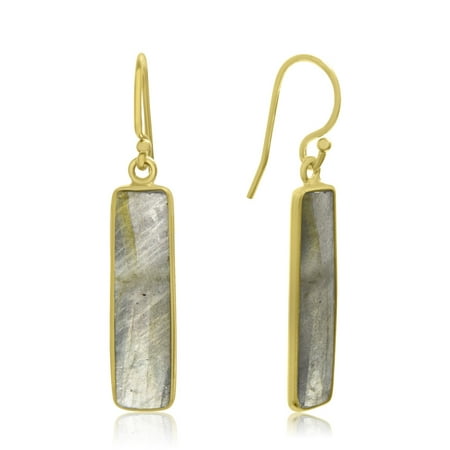 10 Carat Pyrite Bar Earrings In 14kt Yellow Gold Over Sterling Silver Overlay 1 Inch