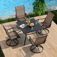 thumbnail image 5 of Nuu Garden Patio Dining Chairs, Swivel Patio Sling Chairs Set of 4 All-Weather Textilene Outdoor Chairs with Iron Frame for Outdoor Lawn Garden Backyard, Brown, 5 of 10