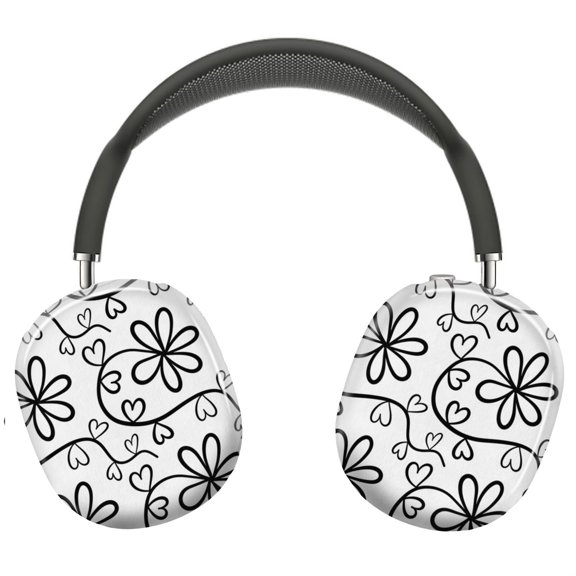 Protective Cover for AirPods Max Hearts Lowers Vector Doodle=1 Headphones Aesthetic Print Snap On Cases