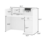 OXYLIFE Reception Desk with Hutch, Lockable Drawer and Storage Cabinet for Office