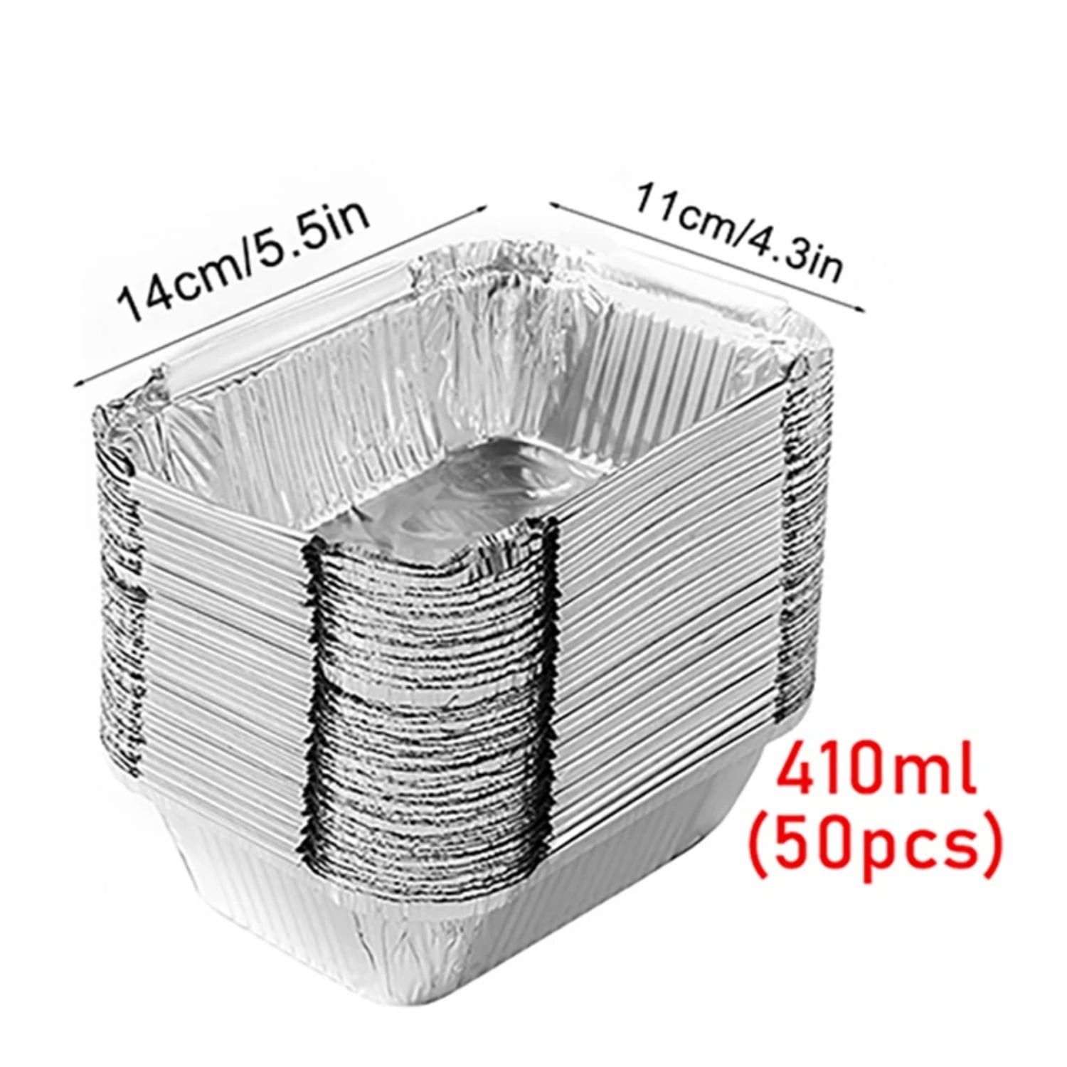 50pcs disposable aluminium foil, various sizes, tin pans are perfect for cooking, heating, storing and preparing food.