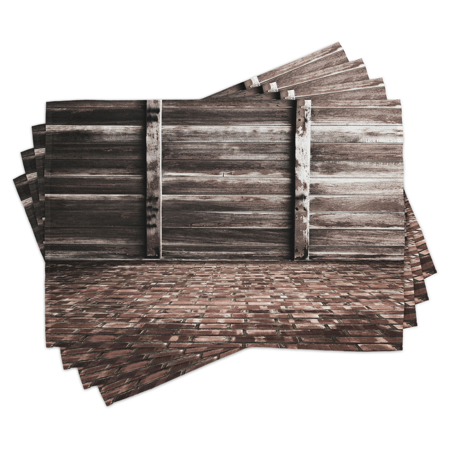 Rustic Mat Rrof Ambesonne Rustic Place Mats Set of 4, Brick Floor Wooden Wall, Standard ...