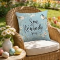 thumbnail image 5 of QuanTara Easter Spring Rabbit Flower Pillow Cover, 18x18in White Decorative Pillow Case, Nylon Spandex Cushion Cover for Sofa Bedroom, Holiday Home Decor Easter Gift, 5 of 6