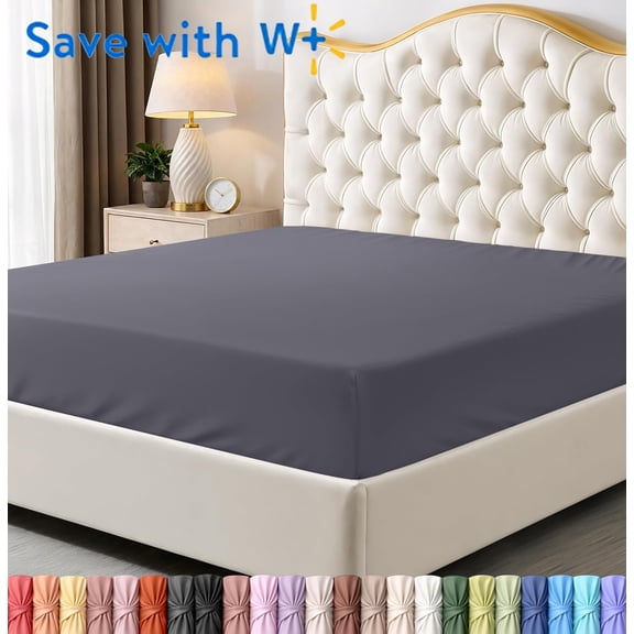 Yileqi Bedding Queen Fitted Sheet - Bottom Sheet - Deep Pocket - Soft Microfiber - Shrinkage and Fade Resistant - Easy Care -1 Fitted Sheet Only, Grey