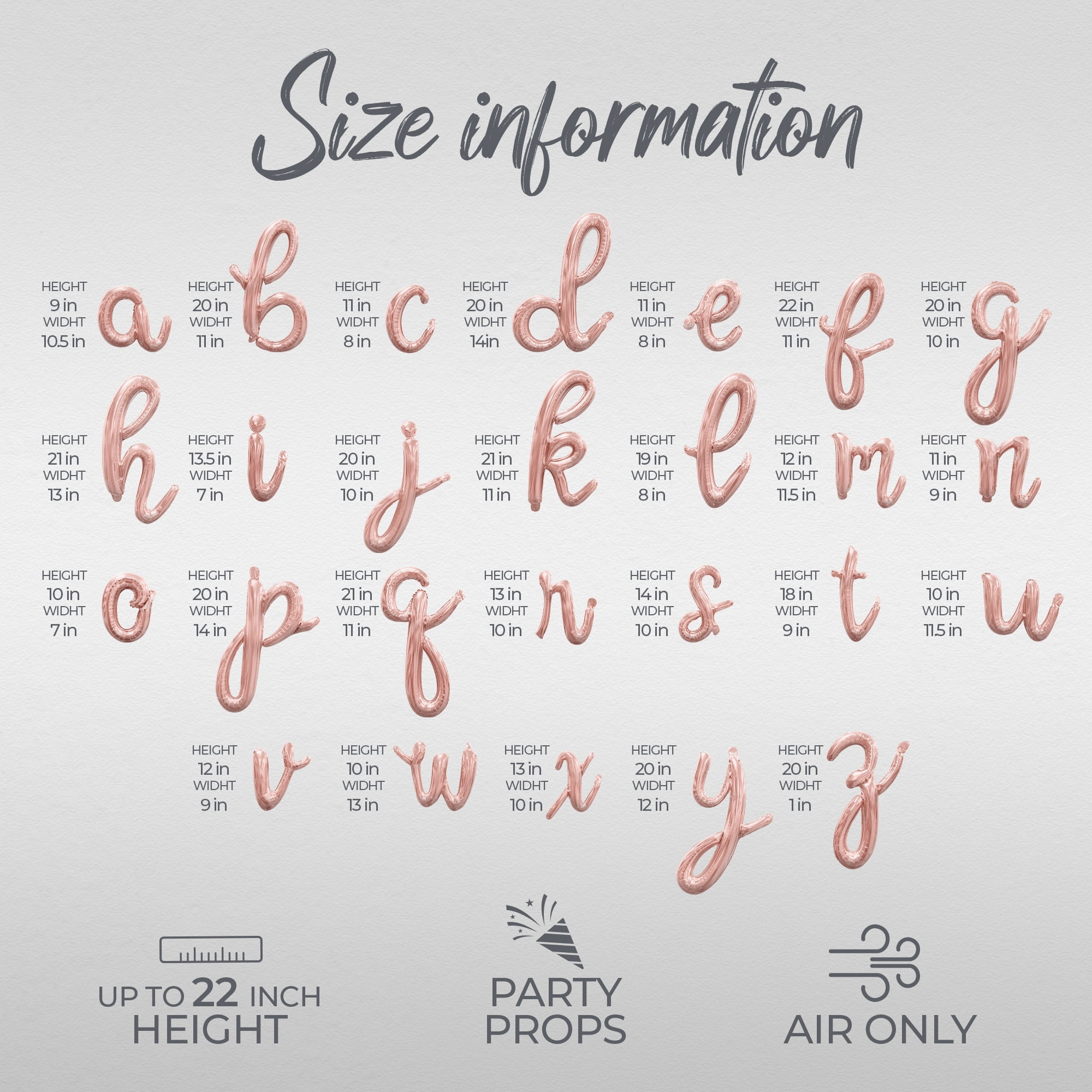 Cursive Script Letter Balloons - CHEERS TO 100 YEARS 16" Inch Alphabet Letters Foil Mylar Balloon 100th Birthday or Anniversary Party Banner (Rose Gold)