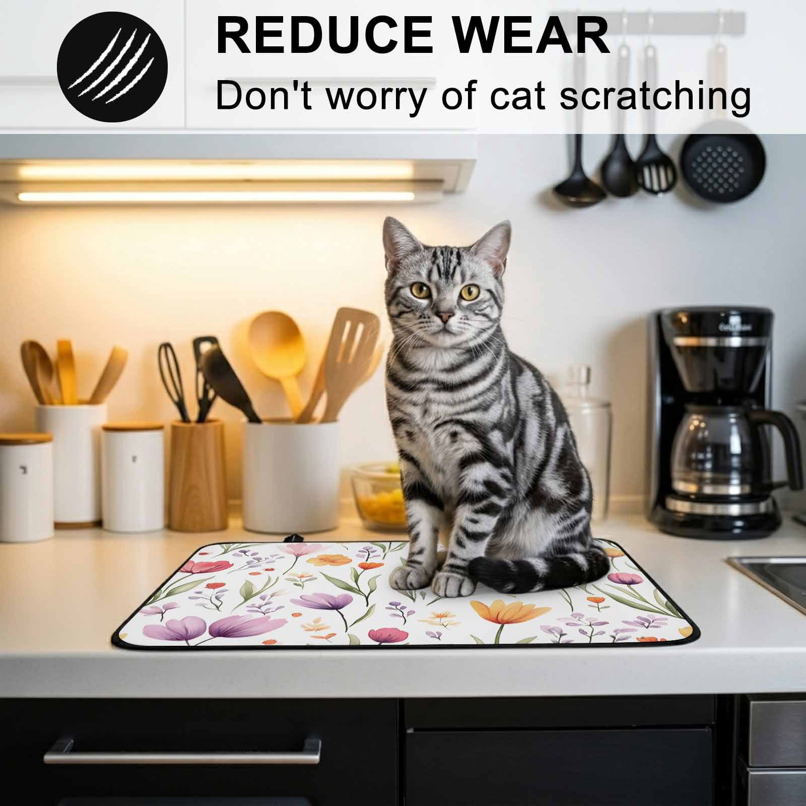 Spring Tulip Flower Stove Top Cover for Electric Stove, Heat-proof & Non Slip Glass Top Stove Cover Protector, Watercolor Spring Garden Fruit Leaf Kitchen Flat Cooktop Rubber Mat 24x21 Inches