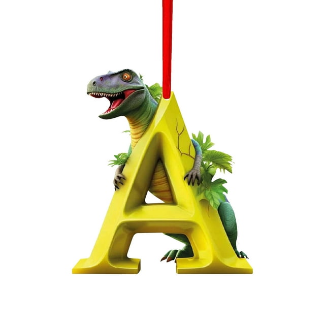 Colgante de dinosaurio con la letra D, decoración navideña, colgante de dinosaurio con la letra D, estilo adorable, decoración festiva para el hogar, regalo único, marco de metal.,Wsvlmg
