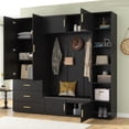thumbnail image 4 of FFZ 4-in-1 Hall Tree with Padded Bench, 4 Hooks, Adjustable Shelves, Antique Black, 4 of 14