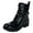 Black Glossy Arcadia, variant on Women Black Work Boots Lace up Mid-Calf Combat Booties Motorcycle Punk Buckle Shoes Side Zipper 7.5