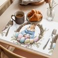 thumbnail image 3 of Easter Bunny Placemats Set of 6 Spring Blooms Floral Colorful Eggs Place Mats Indoor Wipeable Table Mats Washable Cloth Dining Table Placemats for Kitchen Holiday Party Home Decor 13x19 Inch, 3 of 9