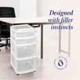 thumbnail image 4 of HOMZ Drawer Tower, 4-Tier Clear Plastic Storage Organizer Cart, White Frame, 4 of 7