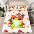 thumbnail image 2 of Manfei Cute Cartoon Frog Queen Sheet Sets,Rustic Fungus Mushroom Flat Sheet,Brown Maples Red Berry Queen Fitted Sheet For Kids,Ultra Soft Home Decor,4pcs, 2 of 7