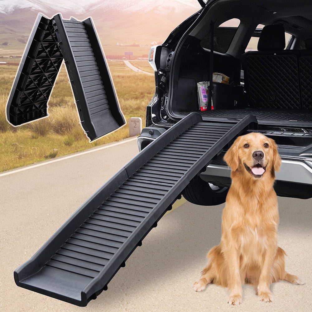 Resenkos Dog Ramp for Small Large Dogs Folding Suv Car Ramp Portable Pet Ramp Hold Up to 165 Lbs Pet Ramp Climbing Ladder with Siderails Black Walmart
