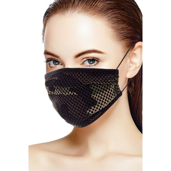 Mesh Leopard And Camouflauge Print Face Mask Camouflage