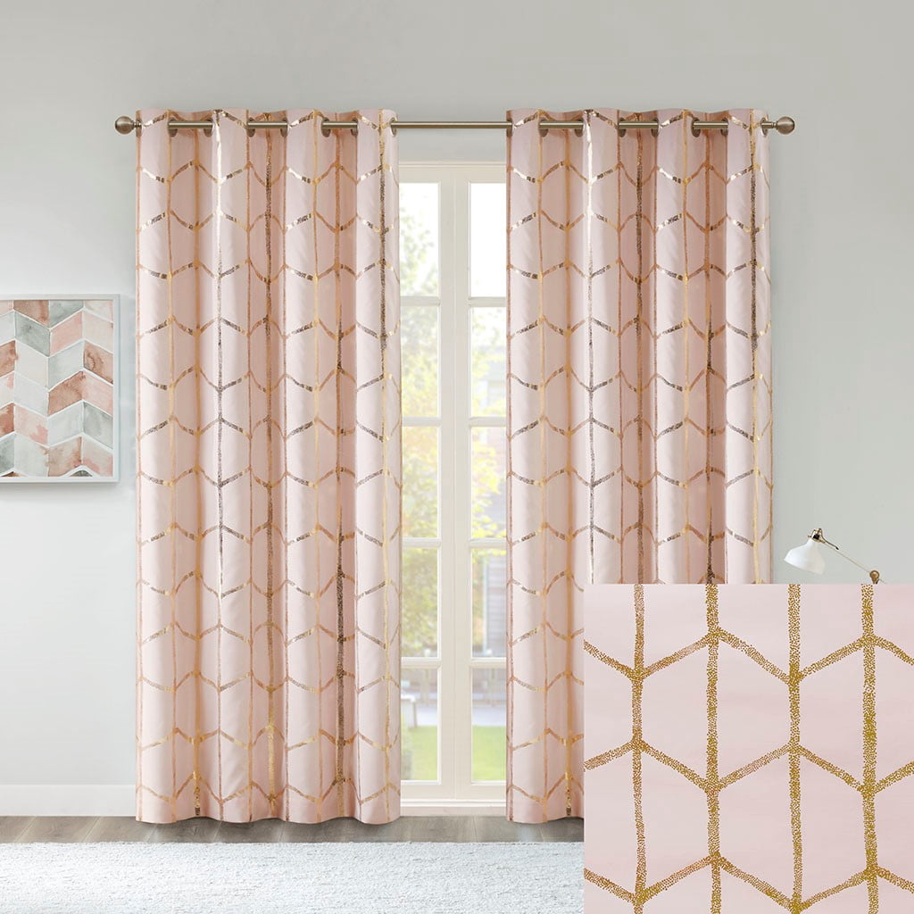 MAYEERTY 1 Pc Panel Total Blackout Metallic Print Grommet Top Curtain Panel