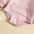 thumbnail image 4 of Gibobby Pañalero de algodón con capucha sólido de manga larga para niños y niñas con bolsillo para recién nacidos(Rosa, 9-12 Meses), 4 of 5