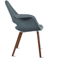 thumbnail image 4 of 2xhome - Set of 2 Organic Upholstered Fabric Modern Armchairs with Dark Walnut Brown Wooden Legs for Dining Room Office or Accent Chair, Dark Navy Blue, 4 of 6