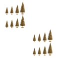 thumbnail image 1 of Monstrate Mini árbol de Navidad para el hogar, oficina, mesa, mini árbol, adorno con base redonda, decoración navideña, dorado oro 2piezas, 1 of 6