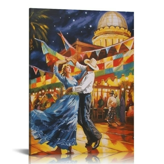 JRXY Hispanic Heritage Month Vintage Dance Poster Print Canvas Paintings Posters Canvas Painting Posters And Prints Wall Art Pictures for Living Room Bedroom Decor 12x16 in