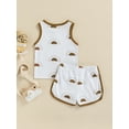 thumbnail image 4 of TSEXIEFOOFU Baby 2PCS Pants Suit, Sleeveless Sun Patterns O-Neck T-Shirt, Elastic Waistband Short Pants, Toddler Summer Wear Clothes, 4 of 8