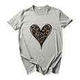 thumbnail image 2 of Ichuanyi New Fashion Women's Top Short Sleeve Casual Love Leopard Printed Loose T-shirt, 2 of 3