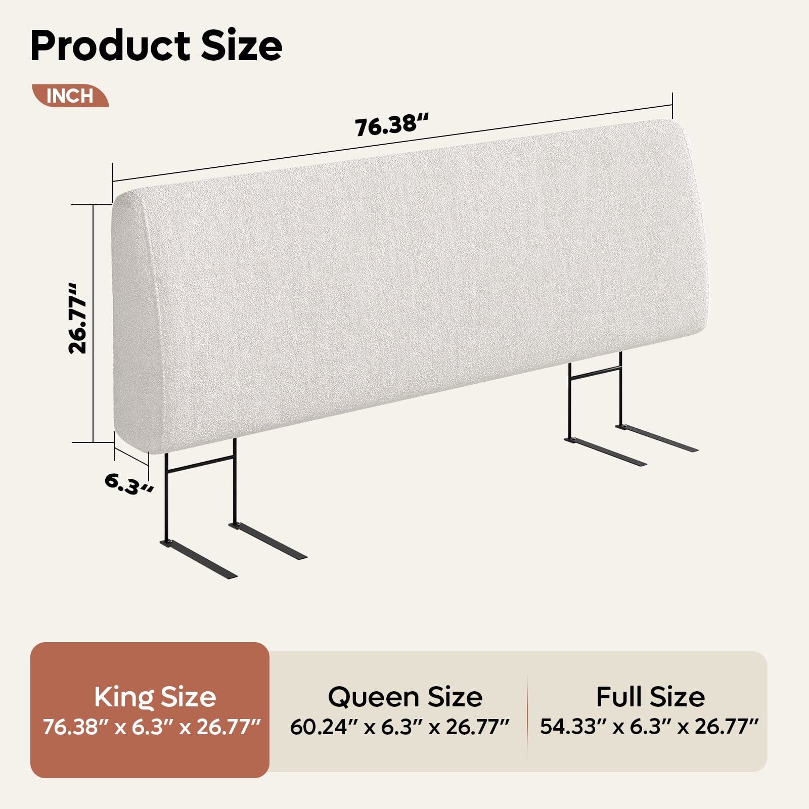 Pinmoco Upholstered Foam Headboard for King Bed, Height Adjustable and Ergonomic Head Board, Teddy Velvet White