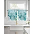 thumbnail image 2 of Turquoise Marble Half Window Curtains 24 Inches Long, Modern Abstract Art Window Treatment Curtain Drapes, Watercolor Texture Short Window Tiers for Laundry Room Over Sink, 27.5"x24", 2 Panels, 2 of 6