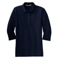 thumbnail image 5 of Yellow Rooster Women's Silk Touch ¾ Sleeve Polo Shirt Navy XL, 5 of 6