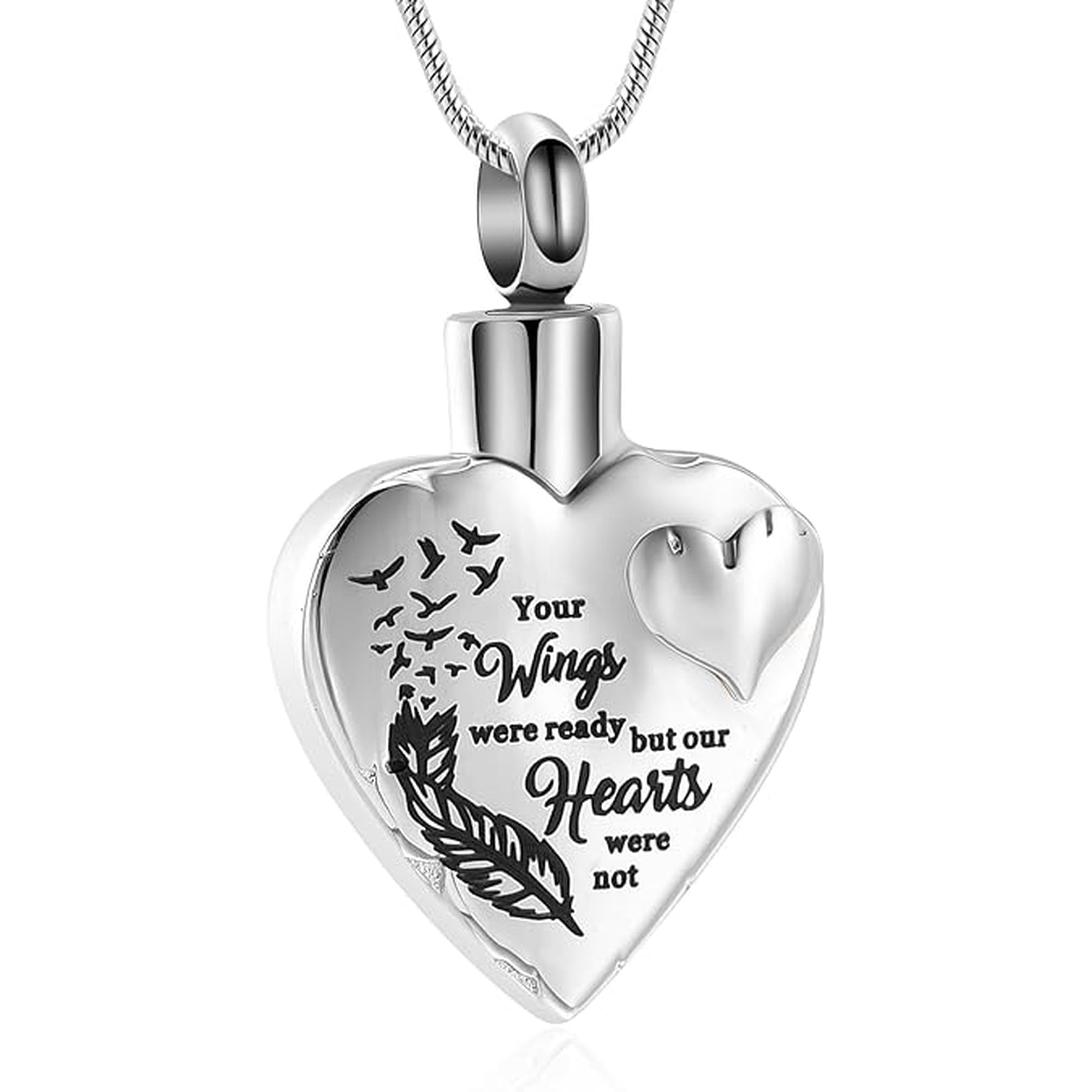 Heart Cremation Jewelry for Ashes Wings Heart Urn Necklace for Ashes Urn Keepsake Loss Loved Ones Memorial Ashes Pendant for Women Men