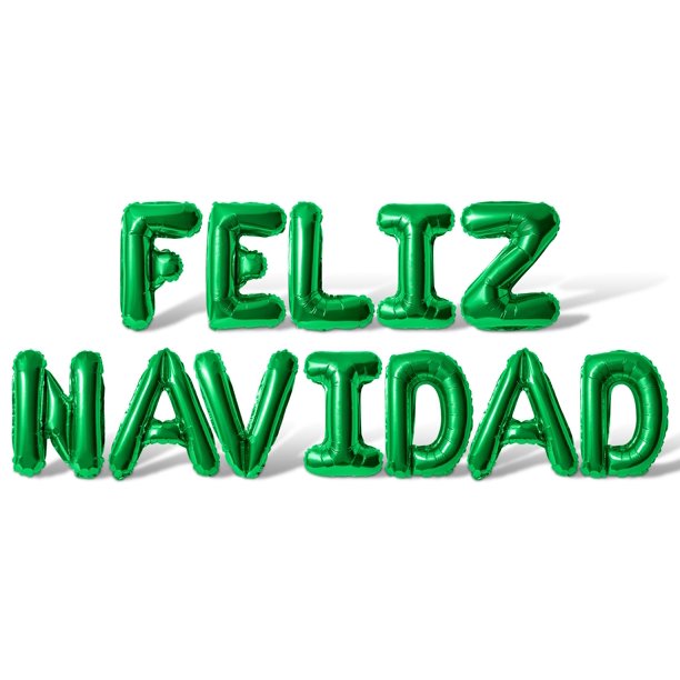 Globos con letras «Feliz Navidad», 40 cm, lámina de mylar, color verde