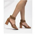 thumbnail image 3 of Women's Solid Color Printed Open Toe Braided Ankle Strap Chunky Heel Sandals for Women, 3 of 7