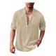 thumbnail image 1 of Camisa Henley De Lino Con Cuello Alto, Manga Larga, Casual,, 1 of 6