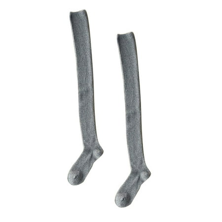 

NICEXMAS Women Girls Winter Wool Thigh High Socks Thickened Warm Stockings Over the Knee Socks (Grey)