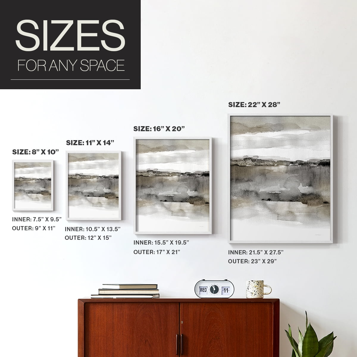 Neutral Harmony in White Solid Wood 8 x 10 Framed Print