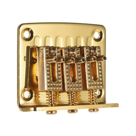 - 3-String Hardtail Guitar Bridge Fixed 3-Saddle Bridges with Screws and Wrench Replacement Parts for Ukulele Electric Guitars Gold