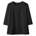 thumbnail image 4 of Little Kid Girls Fashion Solid Round Neck Casual Comfortable Top T Shirt Crazy8 Girls Winter Clothes Size4t for 4 under Tops for Teenagers Little Clothes Size 2t Came Shirt Baby 4-5 Years Black, 4 of 4