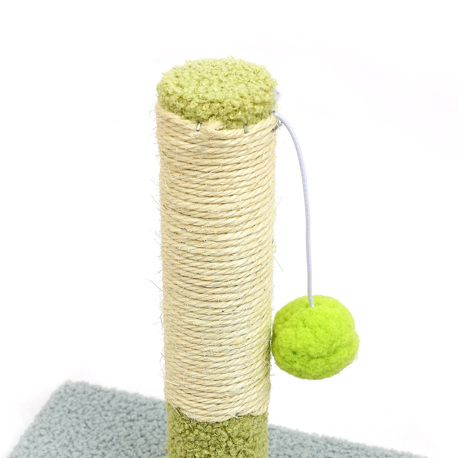 Wear-Resistant Natural Sisal Cat Scratching Post with Cat Ball, Light Blue and Green Paw Print