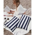 thumbnail image 3 of Outdoor Waterproof Throw Pillow Covers Set of 2 Classical Nautical Stripe Decorative Pillowcases Lumbar Outdoor Pillows Cushion Case 20x12 Inch Navy Blue Patio Pillows for Couch Sofa Bed Garden, 3 of 7