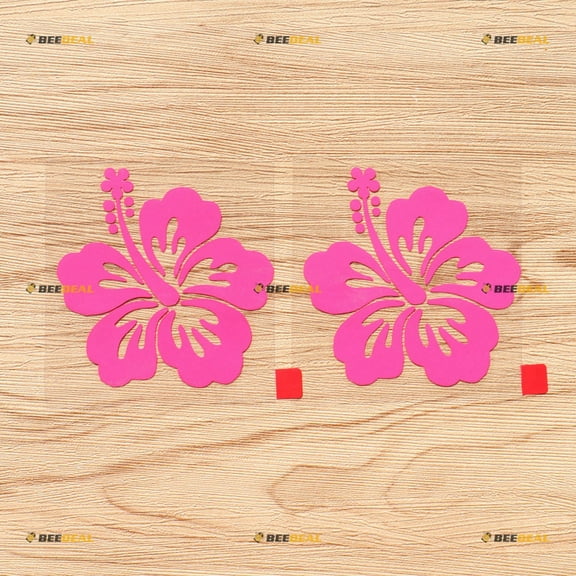 2X hot Pink 4" Hibiscus Flower Hawaiian Decal Sticker Car Vinyl Hawaii Aloha