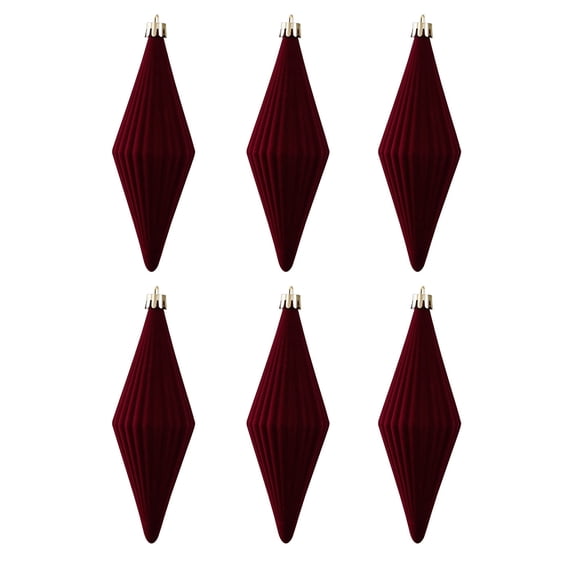 2026 Christmas Indoor Decoration Flocked Finial Christmas Tree Ornaments 6Pcs Vintage Hanging Spire Drop Baubles Assorted Shapes For Xmas Party Decor