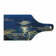 thumbnail image 1 of Night Cutting Board, Aerial View of Mountain Sugar Loaf and Botafogo Rio de Janeiro, Decorative Tempered Glass Cutting and Serving Board, Wine Bottle Shape, Violet Blue Pale Grey, by Ambesonne, 1 of 1