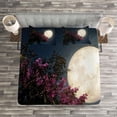 thumbnail image 3 of Ambesonne Moon Quilted Bedspread Set 3 Pcs, Milky Way Eastern Night, Queen Size, Magenta Ivory Dark Blue, 3 of 3