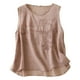 thumbnail image 1 of Top versátil holgado con cuello redondo y tirantes para mujer - Blusa informal de lino bordada, 1 of 3