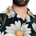 thumbnail image 5 of Daisy Men's Short Sleeve Poplin Shirt, Casual Printed Button Down Top for Summer Beach, Spread Collar Unisex Beach Shirt, 5 of 6