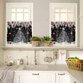 thumbnail image 4 of Christmas Tree Kitchen Curtains and Valances Set, Rod Pocket Curtains Tier Farmhouse Window Curtains 36 Inch Length, Xmas Silver Leaves Snowflake Red Ball 3 Piece Kitchen Curtains Set, 4 of 6