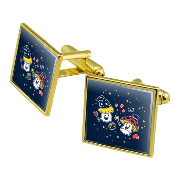 Magic Mushrooms Funny Humor Square Cufflink Set - Silver or Gold
