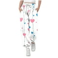 thumbnail image 1 of Pantalones largos para niños y niñas con estampado de cintura elástica y cordón con bolsillo, pantalones largos de cintura alta, pantalones de algodón para niña, 1 of 4