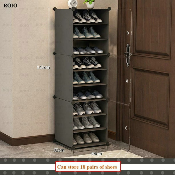Zapatero Modular Simple con puerta, gran capacidad, ahorro de espacio, botas apilables, organizador de zapatos para el hogar, armario de zapatos ensamblado DIY