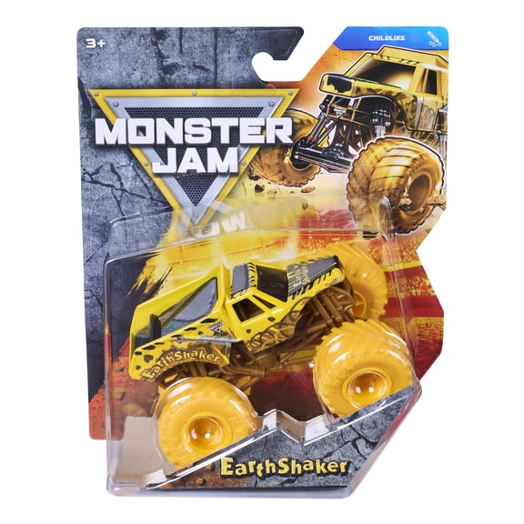 Monster Jam, Official Earth Shaker Monster Truck, Die-Cast Vehicle, 1:64 Scale, Kids Toys for Boys Ages 3 and up